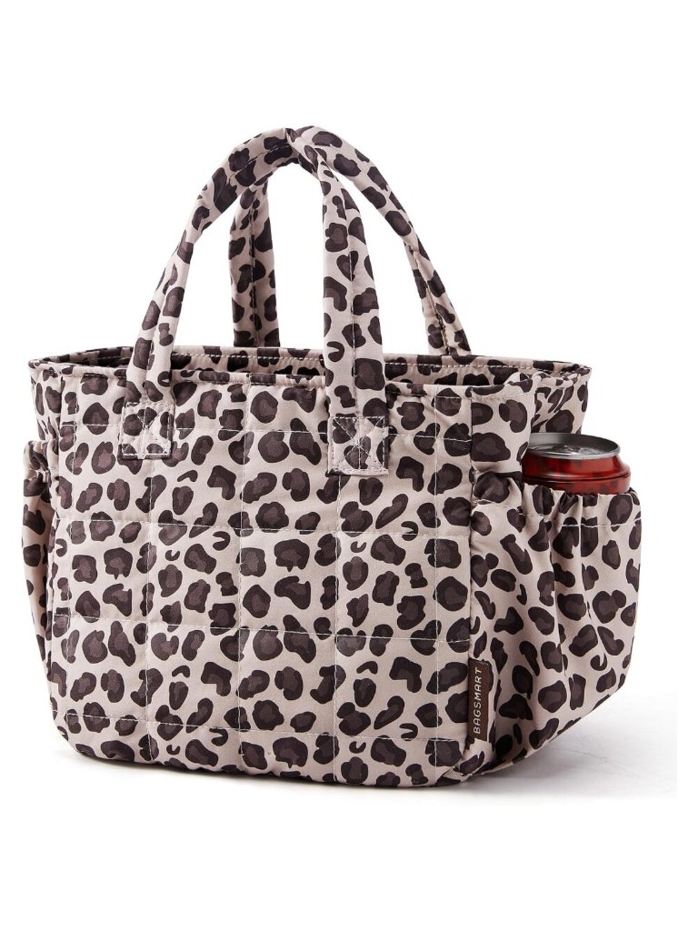 Insulated Leopard Print Lunch Bag Lightweight Compact Quilted Tote